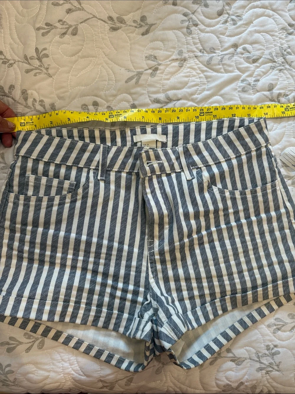 H&M Navy and White Striped Jean Shorts